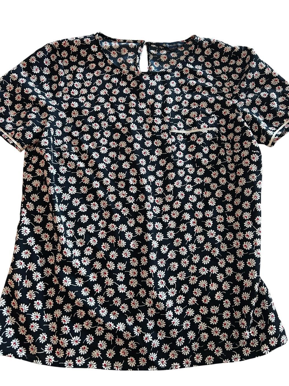 Brooks Brothers Navy Floral Daisy Short Sleeve Blouse 4